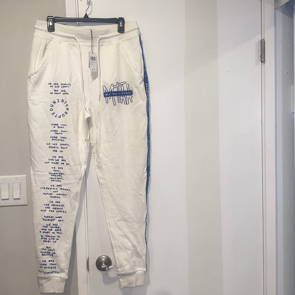 MTAA Uninterrupted Joggers Fleece Pants Men's Size Large white